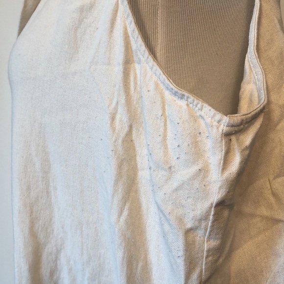 FOR CYNTHIA-LINEN Blend Creamy Tan Button Front Tunic Vest Blouse Top- XL/14/16 - Picture 7 of 10